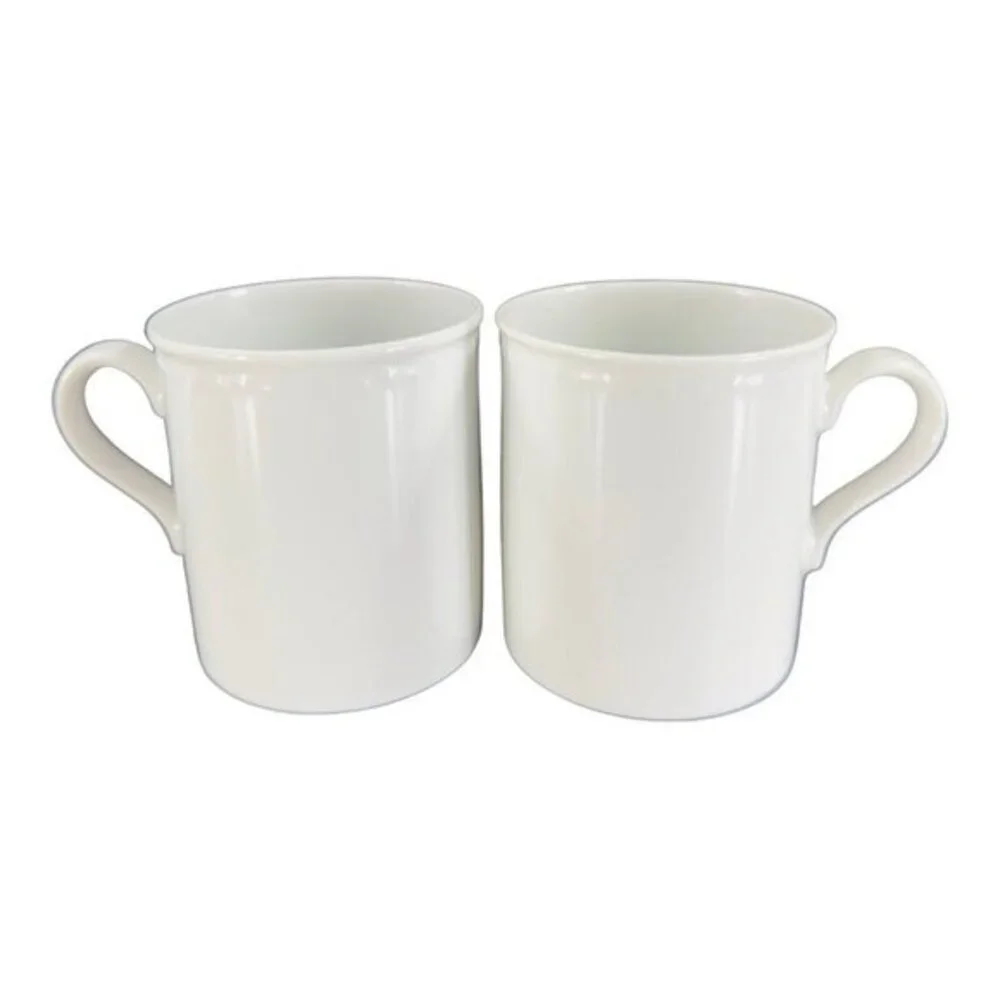 VTG Crate & Barrel Staccato White Coffee Tea Mug Cup Kathleen Willis Japan Set 2